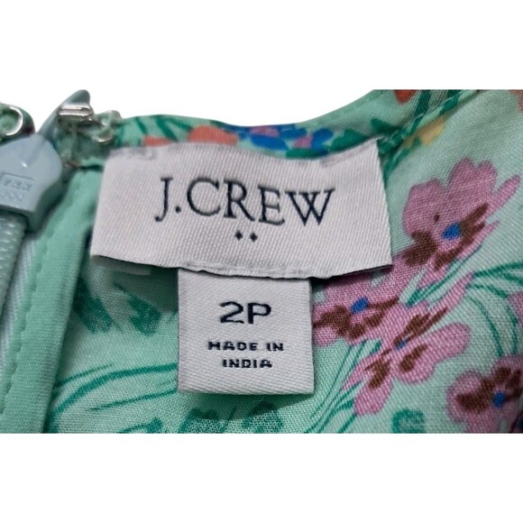 J. Crew Factory‎ Dress Women's 2 Petite Green Midi V Neck Smocked Cottagecore - Picture 3 of 16